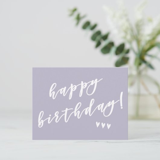 Gefeliciteerd verjaardag! Lavendelkwastscript Briefkaart (Staand voorkant)