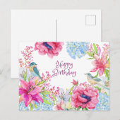 Gefeliciteerd Verjaardag Levendige Waterverf Bloem Briefkaart (Voorkant / Achterkant)