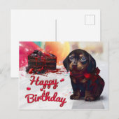 Gefeliciteerd Verjaardag Lief Hondje met Taart Briefkaart (Voorkant / Achterkant)