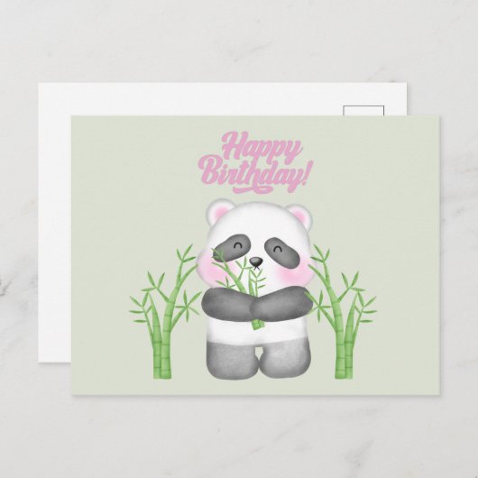 Gefeliciteerd Verjaardag Lieve Panda Beer en Bambo Briefkaart (Voorkant / Achterkant)