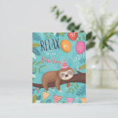 Gefeliciteerd Verjaardag Luiaard Briefkaart (Staand voorkant)