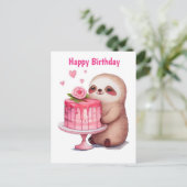 Gefeliciteerd Verjaardag Luiaard Briefkaart (Staand voorkant)