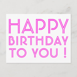 "Gefeliciteerd Verjaardag!" Magenta & Wit Briefkaart