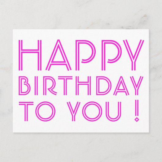 "Gefeliciteerd Verjaardag!" Magenta & Wit Briefkaart (Voorkant)