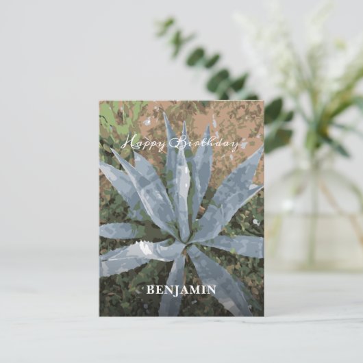 Gefeliciteerd Verjaardag Mannen Aquarel Planten Pe Briefkaart (Staand voorkant)