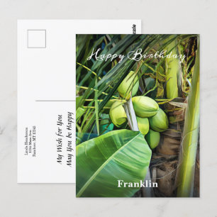 Gefeliciteerd Verjaardag Mannen Kokosnoten Bomen T Briefkaart