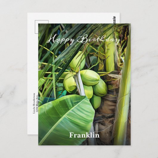Gefeliciteerd Verjaardag Mannen Kokosnoten Bomen T Briefkaart (Voorkant / Achterkant)