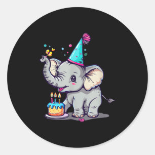 Gefeliciteerd Verjaardag Met Een Grote Olifant, Fe Ronde Sticker
