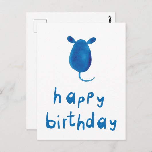 Gefeliciteerd verjaardag met muis briefkaart (Voorkant / Achterkant)