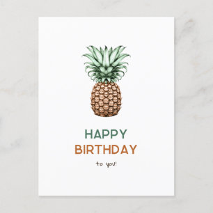 Gefeliciteerd verjaardag met vintage retro ananas briefkaart