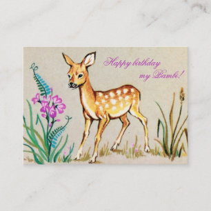 Gefeliciteerd verjaardag, mijn Bambi! Vintage ansi Informatiekaartje