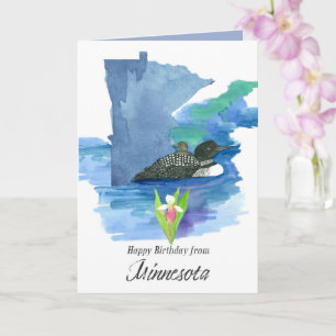 Gefeliciteerd verjaardag Minnesota Loon Bird Lady  Kaart