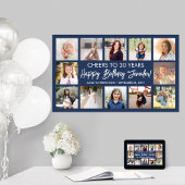 Gefeliciteerd Verjaardag Modern Foto Collage Navyb Poster