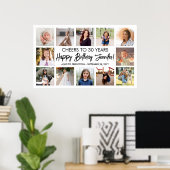 Gefeliciteerd Verjaardag Modern Script Foto Collag Poster (Thuiskantoor)