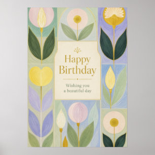 Gefeliciteerd Verjaardag Moderne Botanische Bloeme Poster