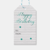 Gefeliciteerd Verjaardag Moderne Calligraphy Turqu Cadeaulabel (Voorkant)