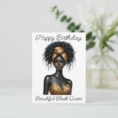 Gefeliciteerd verjaardag, mooi, zwarte koningin, m briefkaart (Staand voorkant)