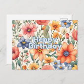 Gefeliciteerd Verjaardag Mooie Abstracte Waterverf Briefkaart (Voorkant / Achterkant)