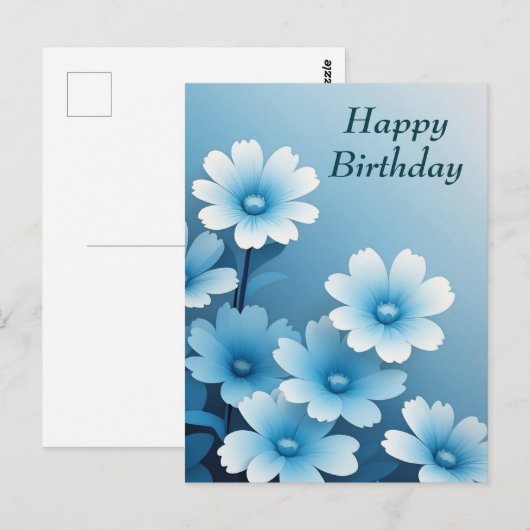 Gefeliciteerd Verjaardag Mooie Blauwe Bloemen  Briefkaart (Voorkant / Achterkant)