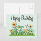 Gefeliciteerd Verjaardag Mooie Gele Tuin Bloemen Briefkaart (Voorkant / Achterkant)