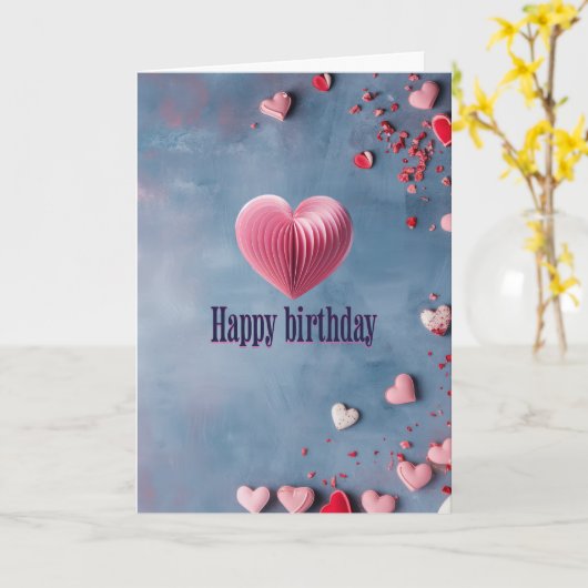 Gefeliciteerd Verjaardag Mooie Hart Kaart (Gele Bloem)