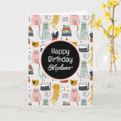 Gefeliciteerd verjaardag | Mooie kat met de hand g Kaart (Gele Bloem)