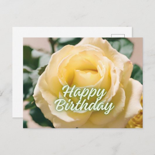 Gefeliciteerd Verjaardag Mooie Licht Gele Roos Briefkaart (Voorkant / Achterkant)
