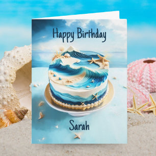 Gefeliciteerd Verjaardag Mooie Oceaan Strand Verja Kaart