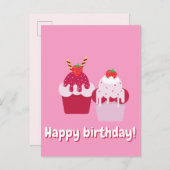 Gefeliciteerd verjaardag - Mooie Roze Aardbei Shor Briefkaart (Voorkant / Achterkant)