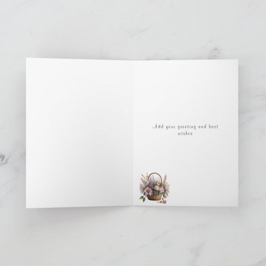 Gefeliciteerd Verjaardag Mooie Roze Bloemen op Bla Kaart (Binnen)