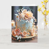 Gefeliciteerd Verjaardag Mooie Roze Bloemen op Bla Kaart (Gele Bloem)