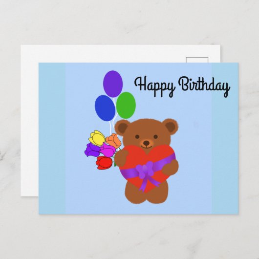Gefeliciteerd Verjaardag Mooie Teddibeer #4 Ansich Briefkaart (Voorkant / Achterkant)