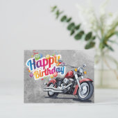Gefeliciteerd verjaardag! motorrijder briefkaart (Staand voorkant)