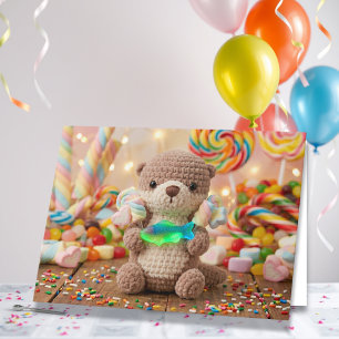 Gefeliciteerd Verjaardag Neef Cute Otter en Cand Kaart