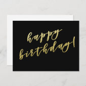 Gefeliciteerd verjaardag | Nep goud script kaart (Voorkant / Achterkant)