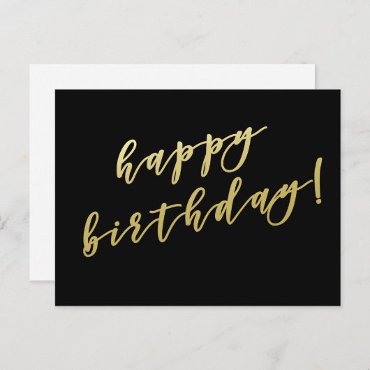 Gefeliciteerd verjaardag | Nep goud script kaart (Voorkant / Achterkant)