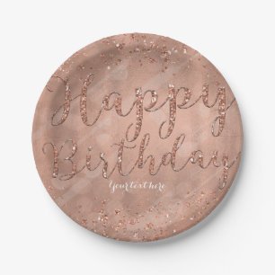 Gefeliciteerd Verjaardag Nep Roze Gouden Glitter G Papieren Bordje