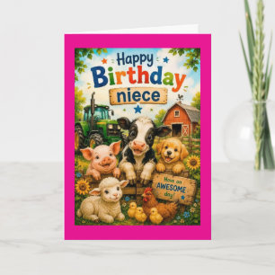 Gefeliciteerd Verjaardag Niece Boerderijdieren Kaart