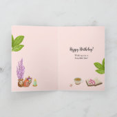 Gefeliciteerd Verjaardag Ontspannen Vrouw Bloemen  Kaart (Binnen)