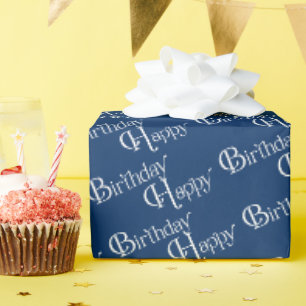 Gefeliciteerd verjaardag op blauw cadeaupapier