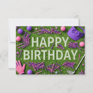 Gefeliciteerd verjaardag op de green golfbaan kaart
