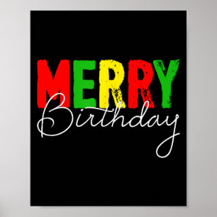 Gefeliciteerd verjaardag, op kerstdag geboren poster