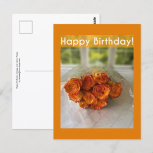 Gefeliciteerd verjaardag! Oranje en gele rozen ans Briefkaart