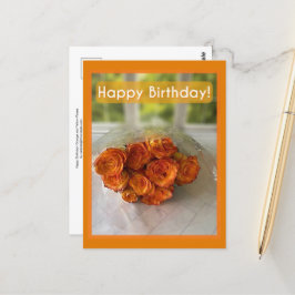 Gefeliciteerd verjaardag! Oranje en gele rozen Briefkaart