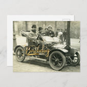 Gefeliciteerd Verjaardag Oude Auto en Mensen Briefkaart (Voorkant / Achterkant)