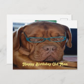 Gefeliciteerd verjaardag oude man hond print briefkaart (Voorkant / Achterkant)