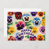 Gefeliciteerd Verjaardag Oude Viooltjes Bloemen Briefkaart (Voorkant / Achterkant)