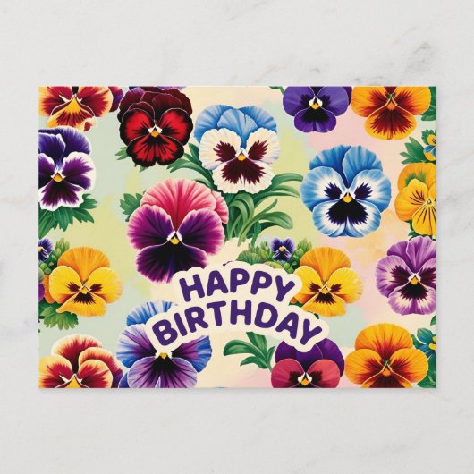 Gefeliciteerd Verjaardag Oude Viooltjes Bloemen Briefkaart (Voorkant)