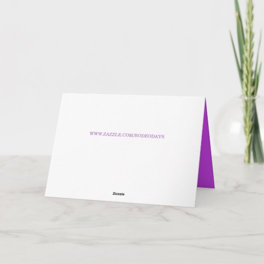 Gefeliciteerd Verjaardag Paard Met Paarse Hoed en  Kaart (Achterkant)