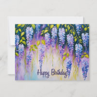 Gefeliciteerd Verjaardag Paarse Wisteria Bloemen